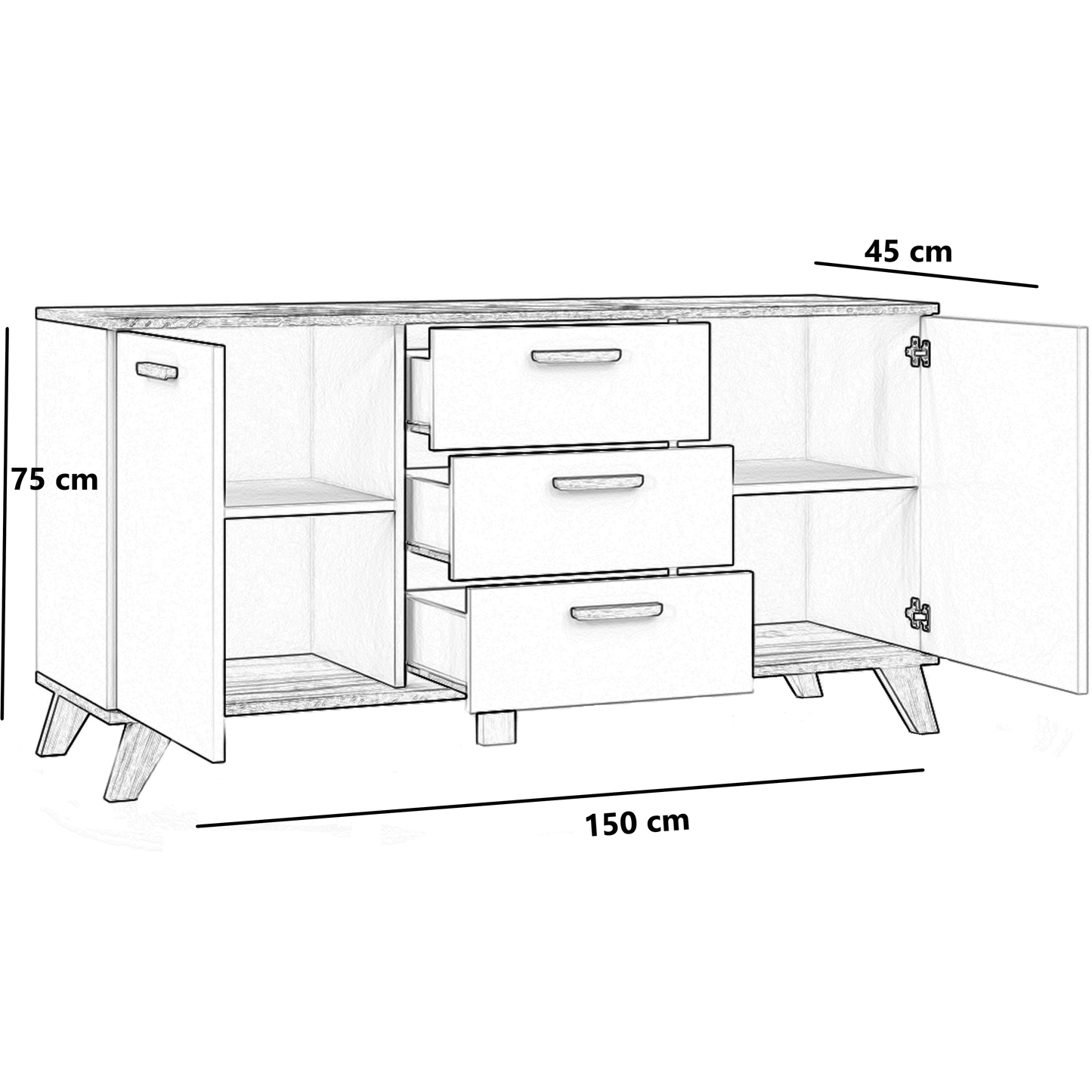 Kommode Scandi Buchenholz 150 cm - MÖBEL MUNA
