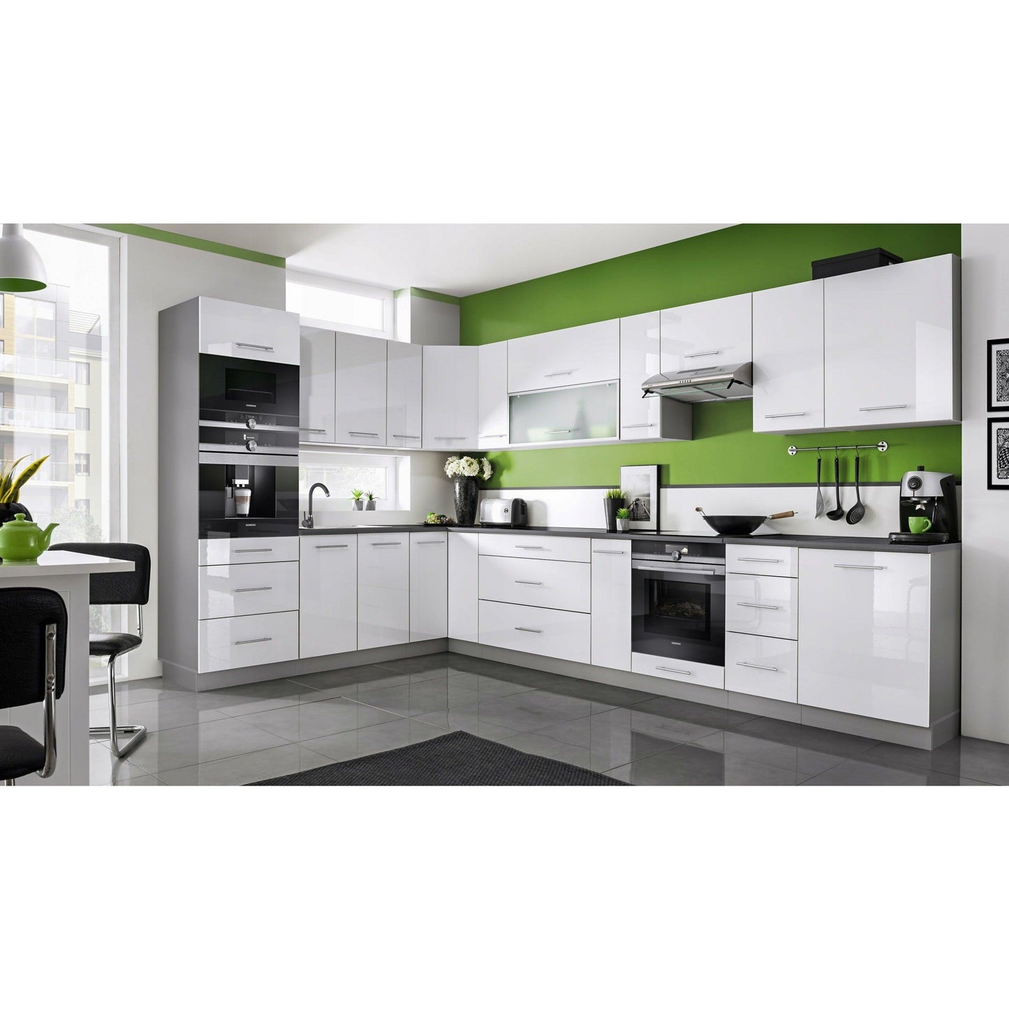 Oberschrank für die Dunstabzugshaube Weiss Hochglanz Hängesschrank - MÖBEL MUNA