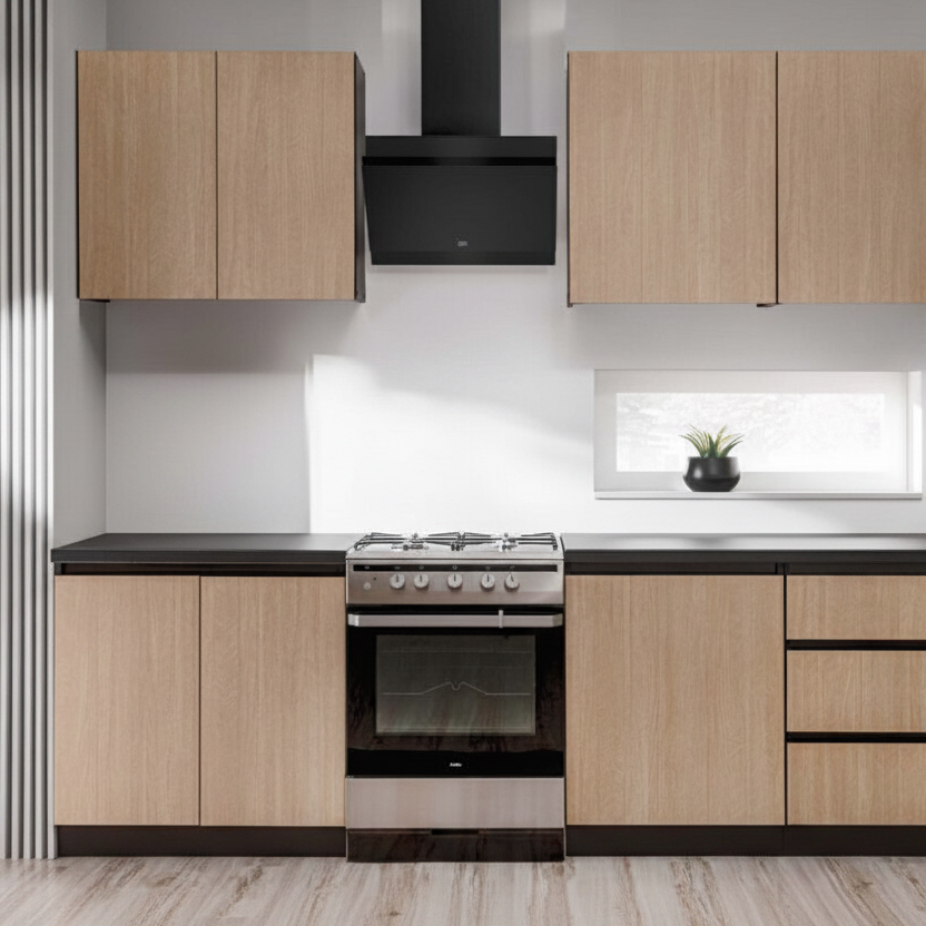 Design-Küchenzeile „ROMA“ 200 cm – Edle Fischgräten-Optik & moderner Industrie-Stil