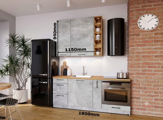 Küchenzeile 180 cm – Kompakt & Schränke umstellbar
