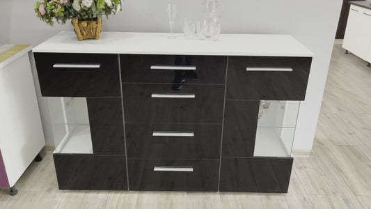 Kommode Schwarz  mit 4 Schubladen Sideboard