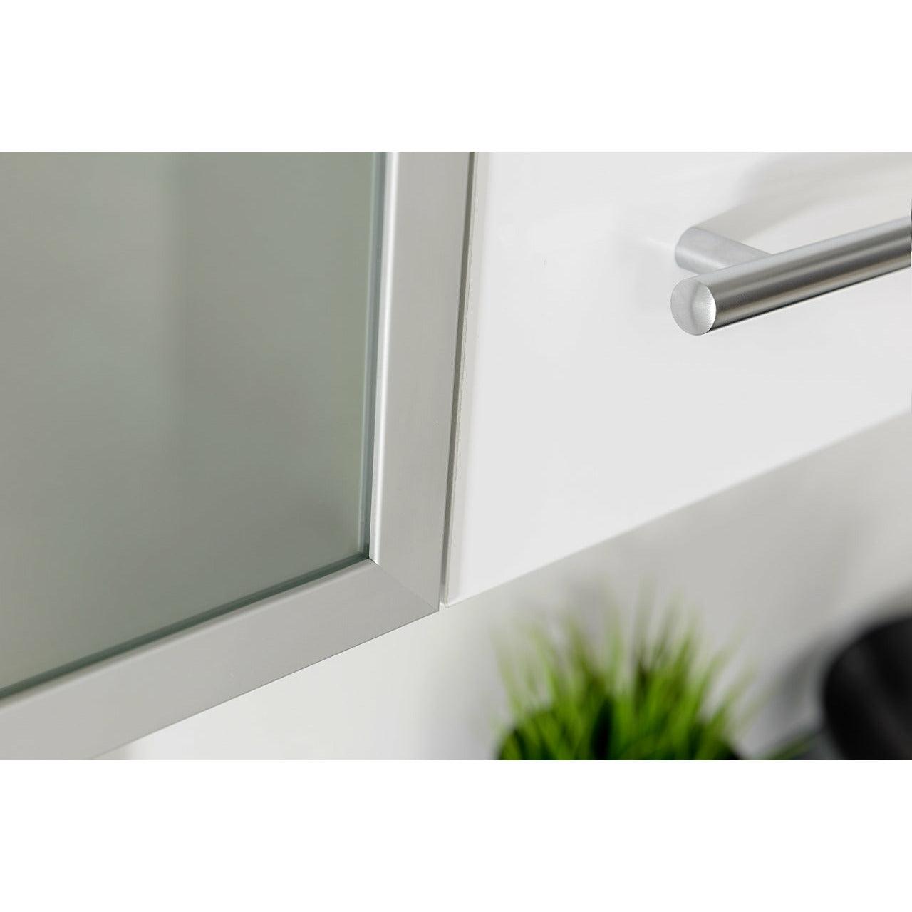 Glasshängeschrank 80 cm Weiss Hochglanz Oberschrank - MÖBEL MUNA
