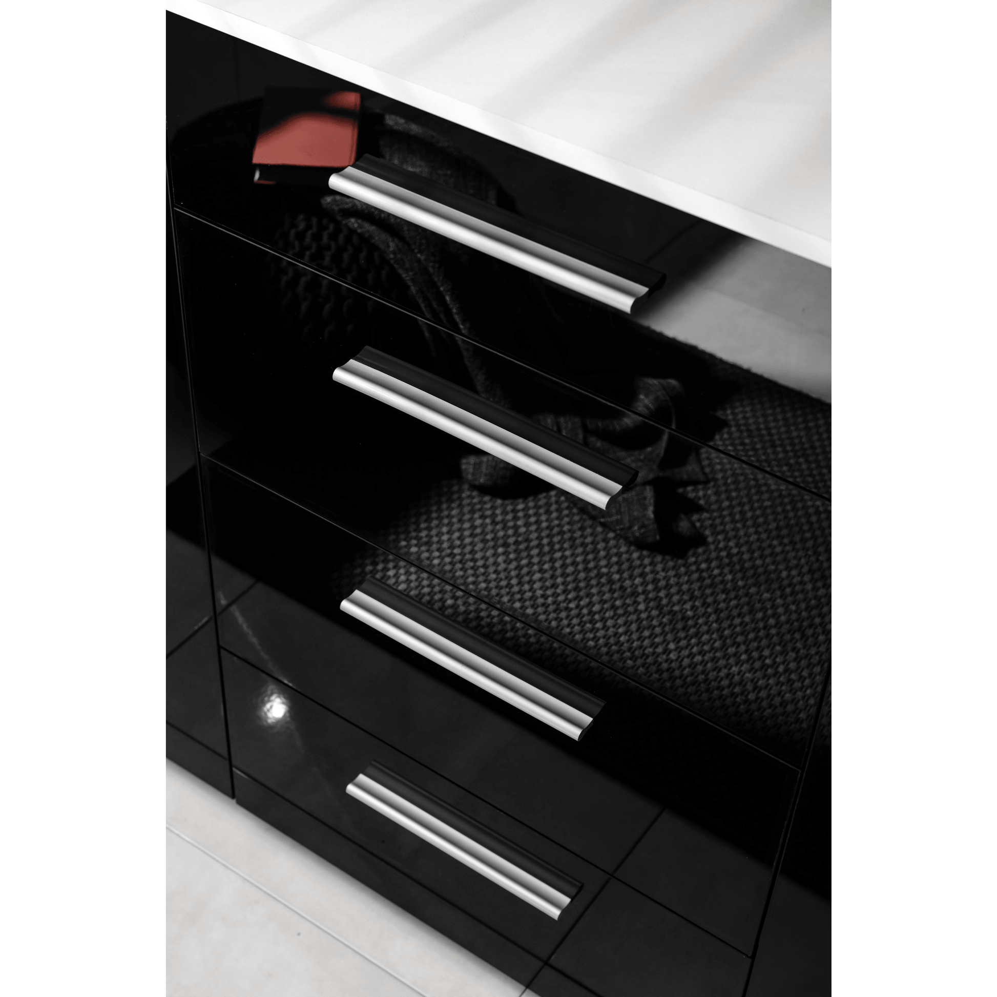 Kommode Schwarz  mit 4 Schubladen Sideboard - MÖBEL MUNA