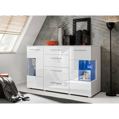 Kommode Weiß mit 4 Schubladen Sideboard - MÖBEL MUNA