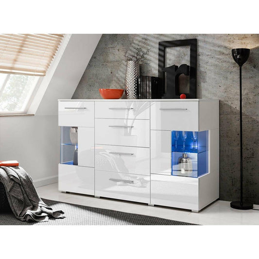 Kommode Weiß mit 4 Schubladen Sideboard - MÖBEL MUNA