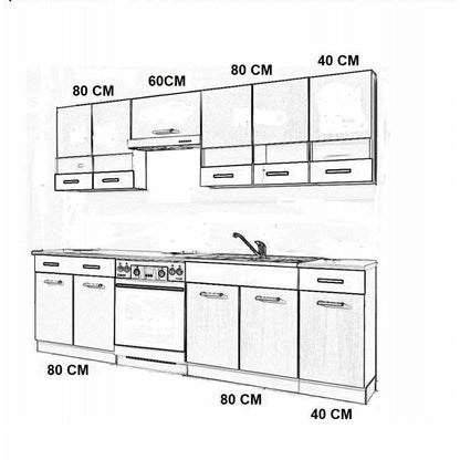 Küchenzeile 260 cm Küche Küchenblock Einbauküche - MÖBEL MUNA