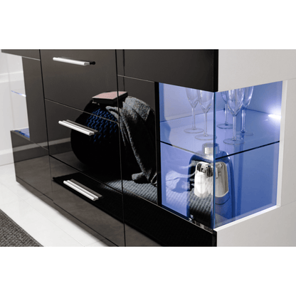 Kommode Schwarz  mit 4 Schubladen Sideboard - MÖBEL MUNA