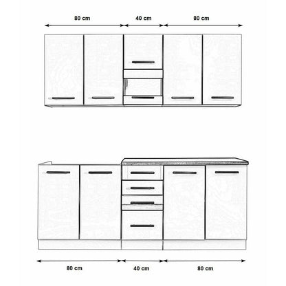Küchenzeile 200 cm Küche Küchenblock Einbauküche - MÖBEL MUNA