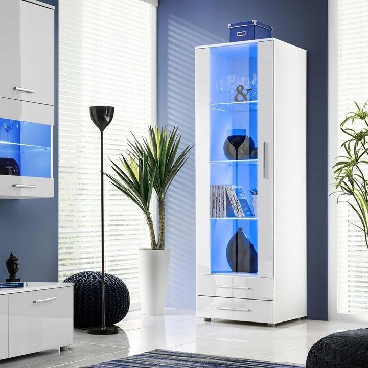 Vitrine Weiß Vitrinenschrank Standregal - MÖBEL MUNA