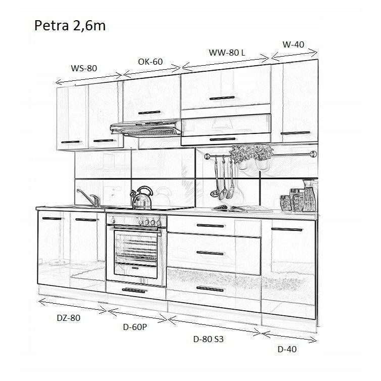 Küchenzeile 260 cm Küche Einbauküche Küchenblock - MÖBEL MUNA
