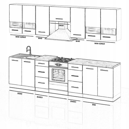Küchenzeile 300 cm Küchenblock Einbauküche Küchenblock