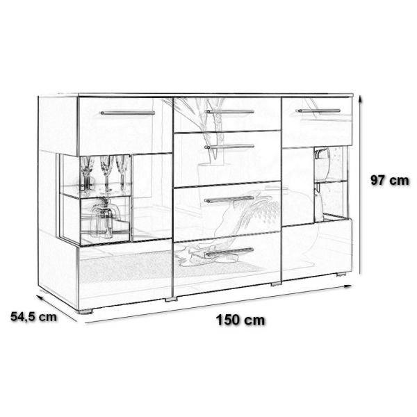 Kommode Weiß mit 4 Schubladen Sideboard - MÖBEL MUNA