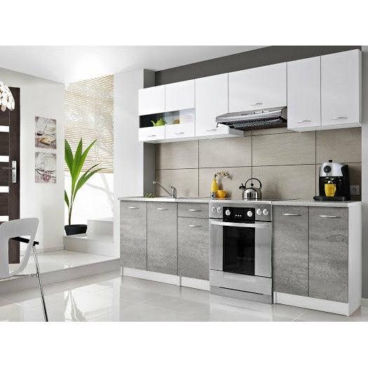 Küche Betonoptik Küchenzeile Einbauküche Küchenblock 240 cm 