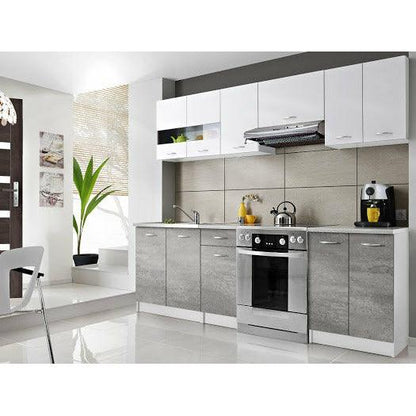 Küche Betonoptik Küchenzeile Einbauküche Küchenblock 240 cm 