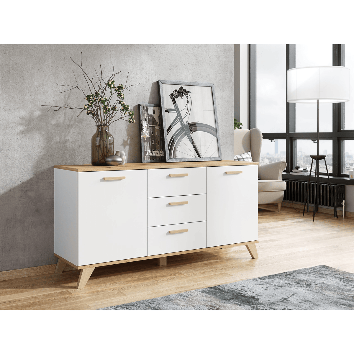 Kommode Scandi Buchenholz 150 cm