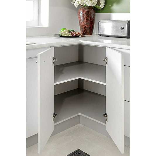 Eckunterschrank 90x90 cm Weiss Hochglanz - MÖBEL MUNA